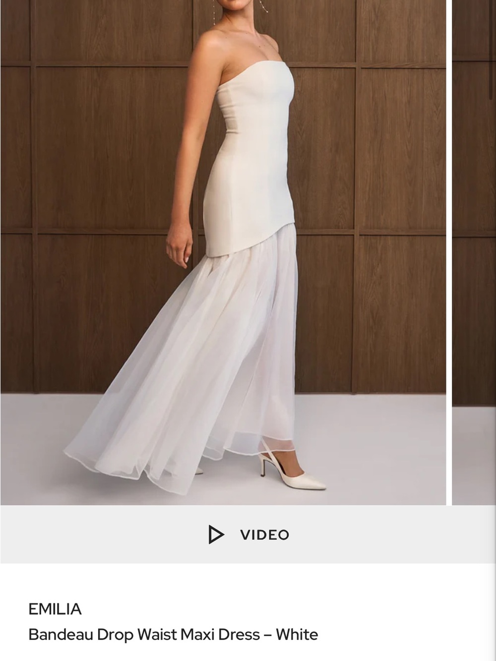 NWT Emilia White Bandeau Drop Waist Maxi Dress